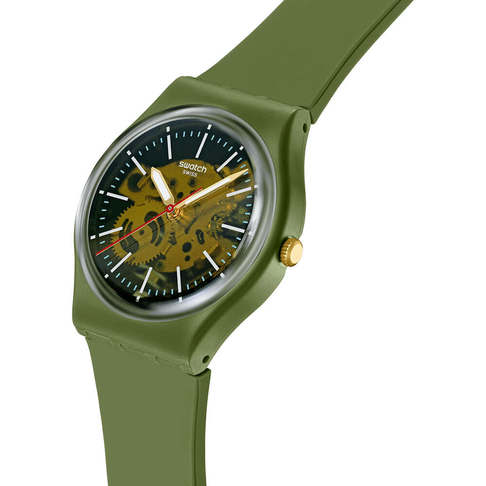 Swatch Thru The Greenery 34mm Green Dial Strap Watch image number 1