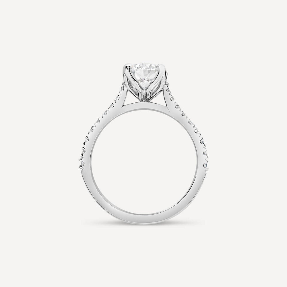 Born Platinum Lab Grown 1.20ct Round Brilliant Solitaire & Diamond Sides Ring image number 3