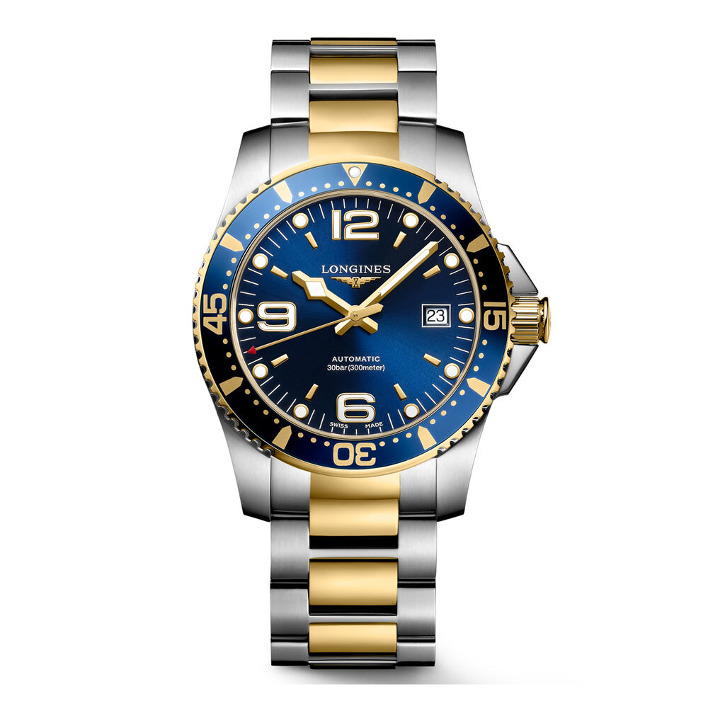 Longines HydroConquest 41mm Blue Dial Yellow Gold PVD & Steel Bracelet Watch image number 0