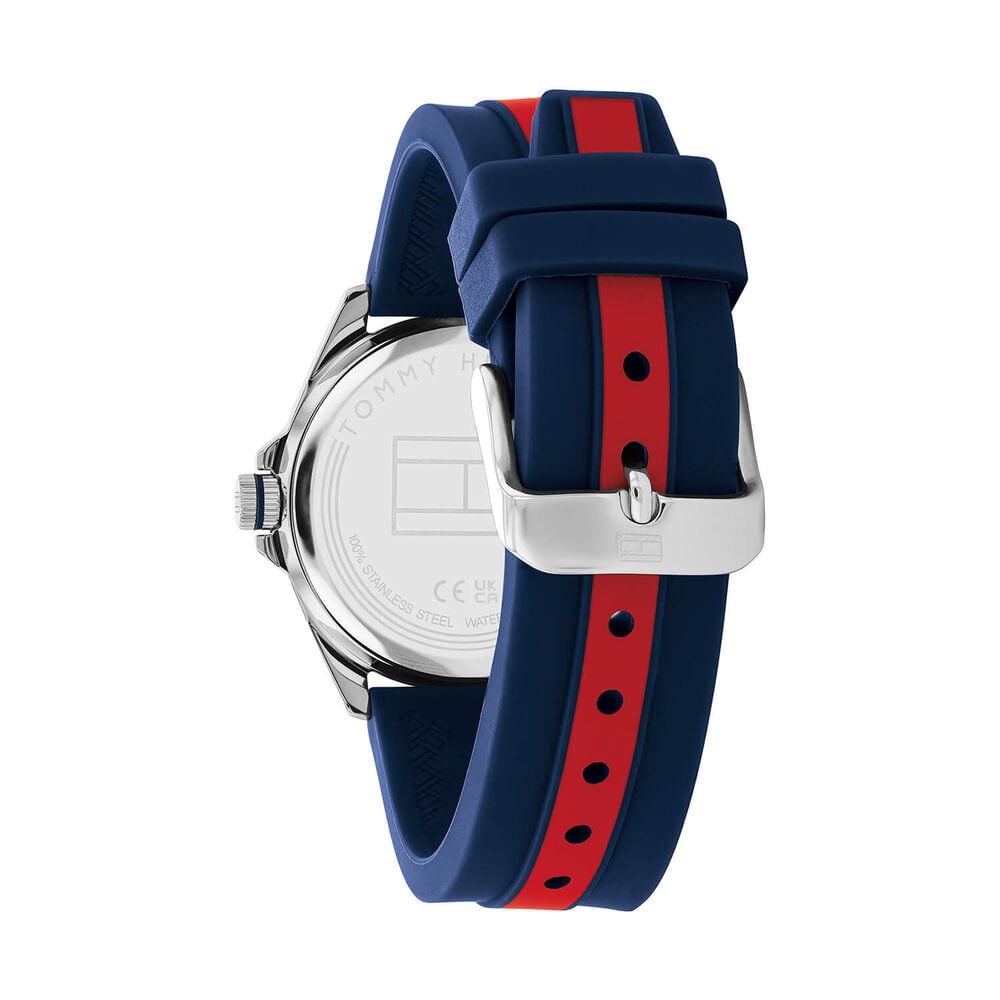 Tommy Hilfiger Boys 34mm Blue Dial Blue & Red Silicone Strap Watch