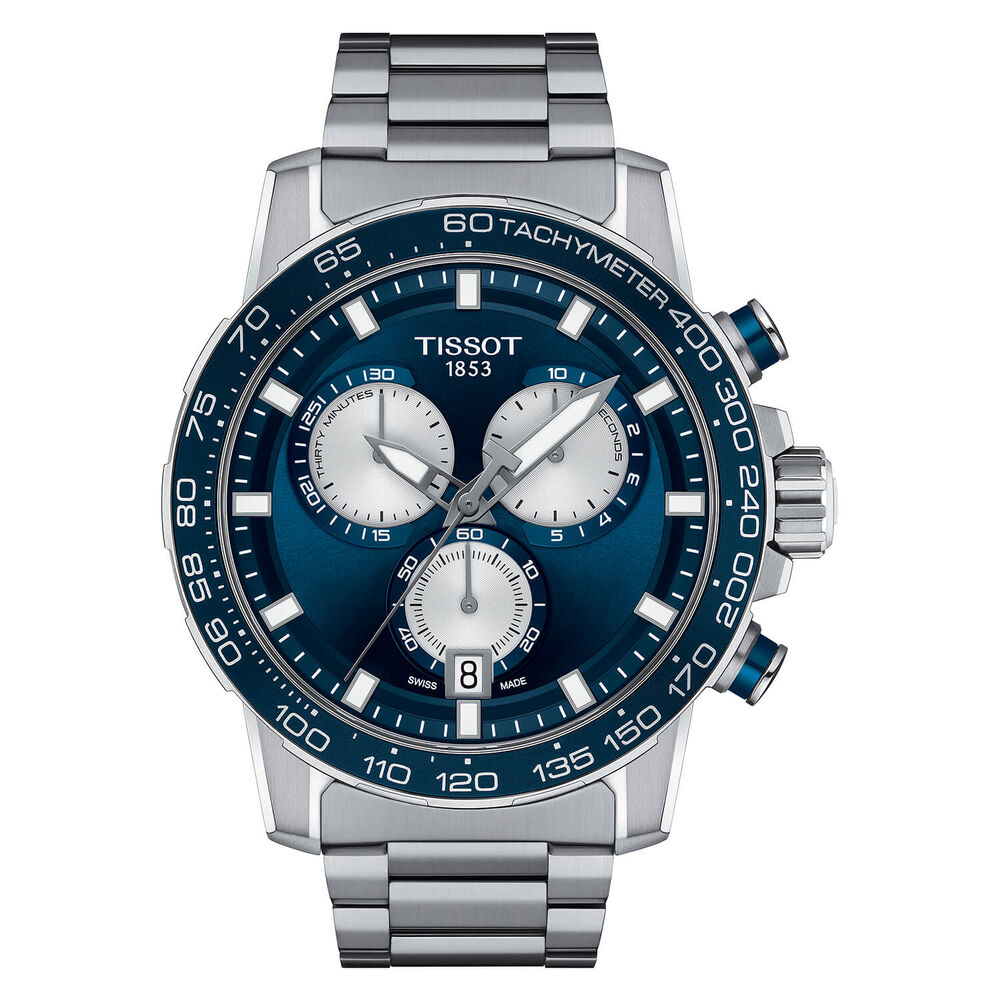 Tissot Supersport Chronograph 45.50mm Quartz Blue Dial Steel Case Bracelet Watch