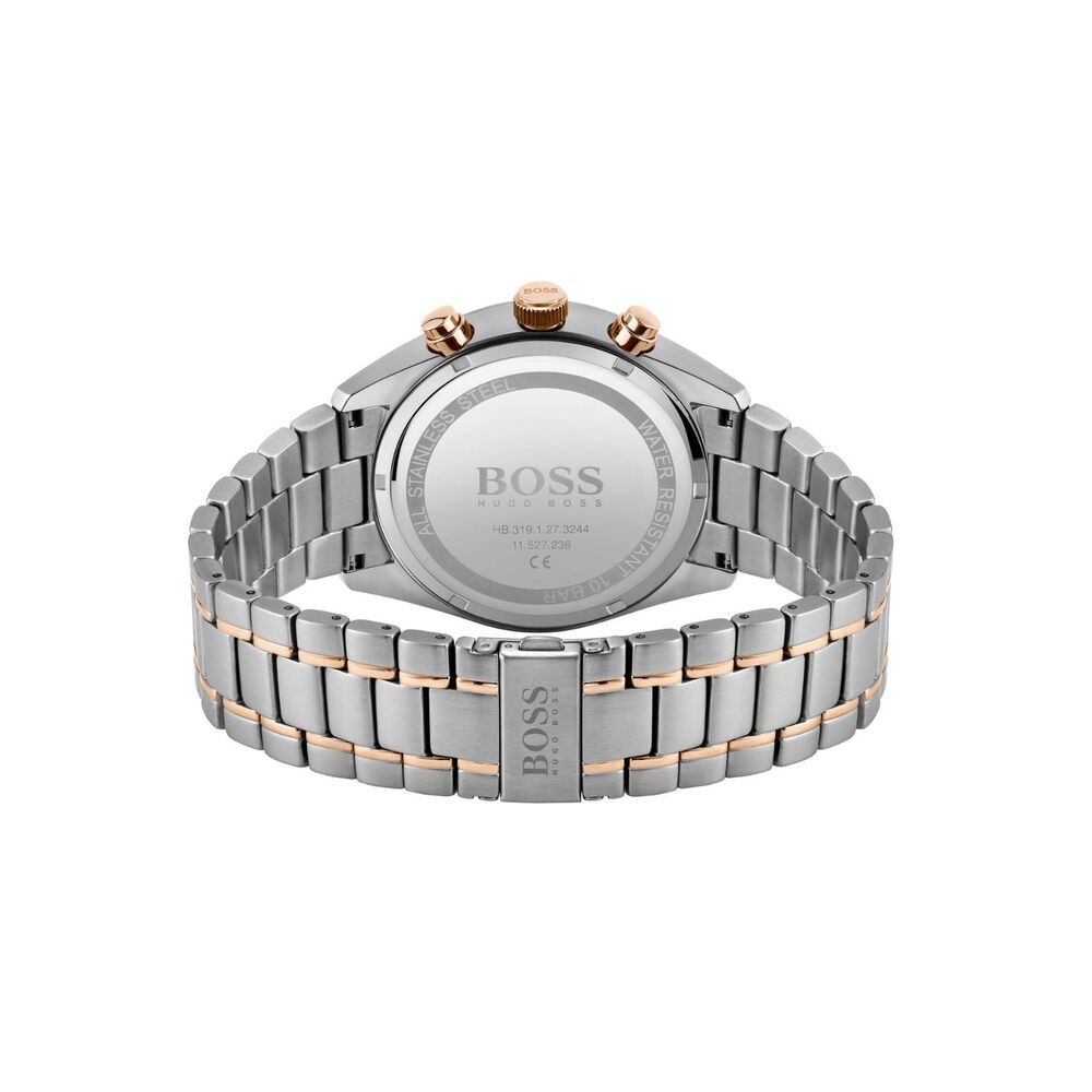 Hugo Boss Champion 44mm Black Dial Rose Gold Indeks Rose Gold IP Bracelet Watch image number 2