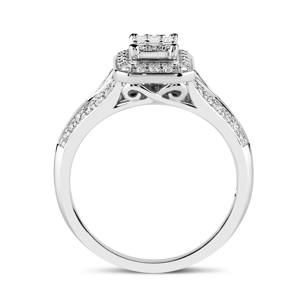 18ct White Gold Baguette Centre 0.50 Carat Diamond Frame Split Shoulders Ring image number 2