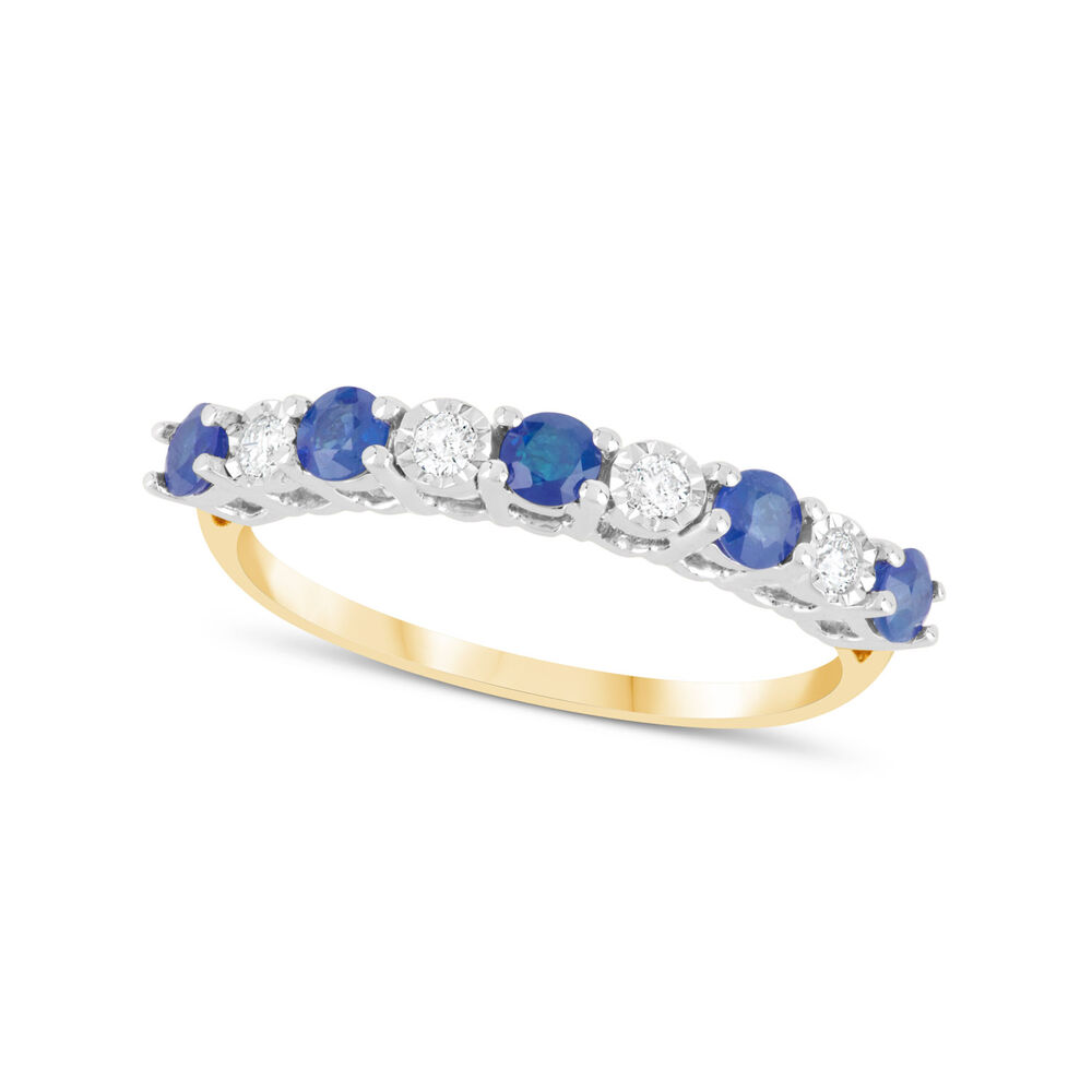 9ct Yellow & White Gold Diamond & Sapphire Eternity Ring image number 0