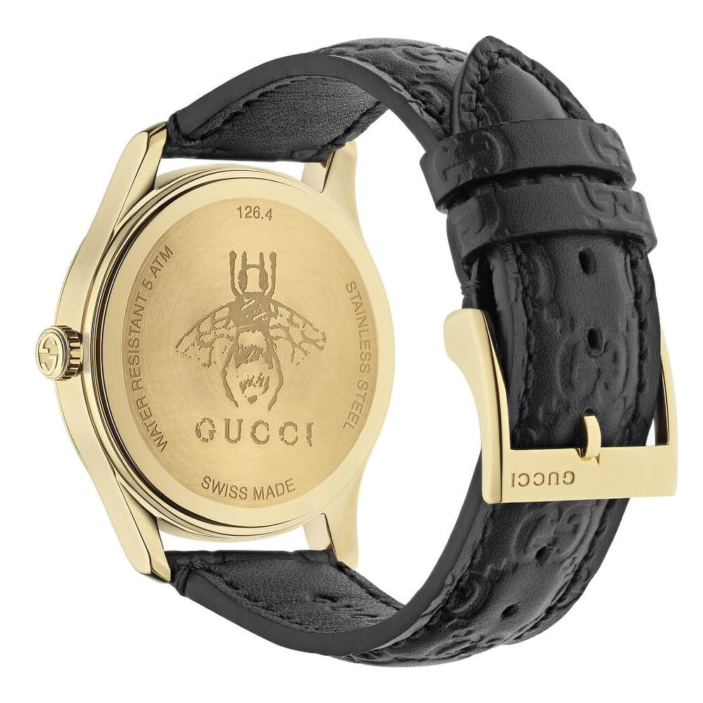 Gucci G-Timeless 38Mm Black Yellow Gold Pvd Steel Case Black Strap Watch