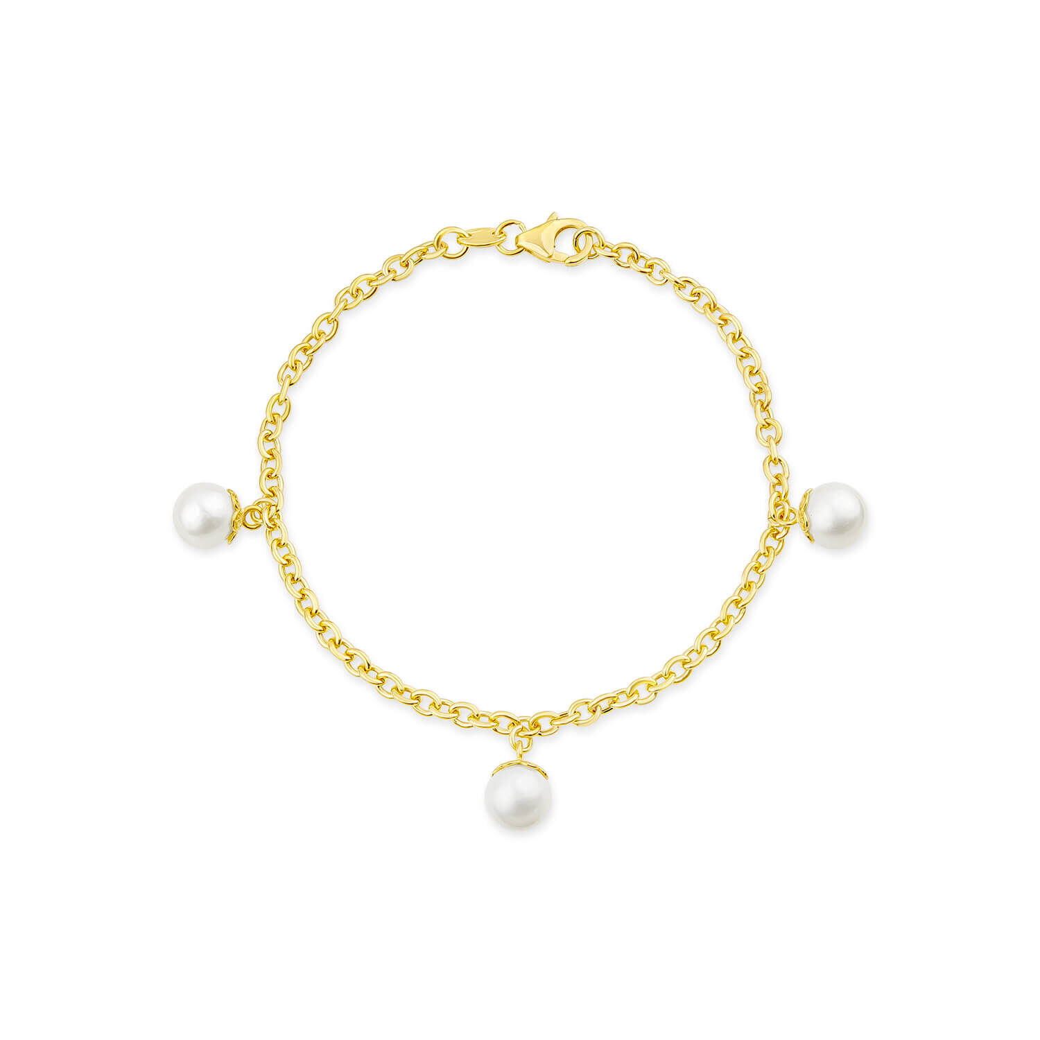 9ct Yellow Gold 8mm Pearl T Bar Bracelet