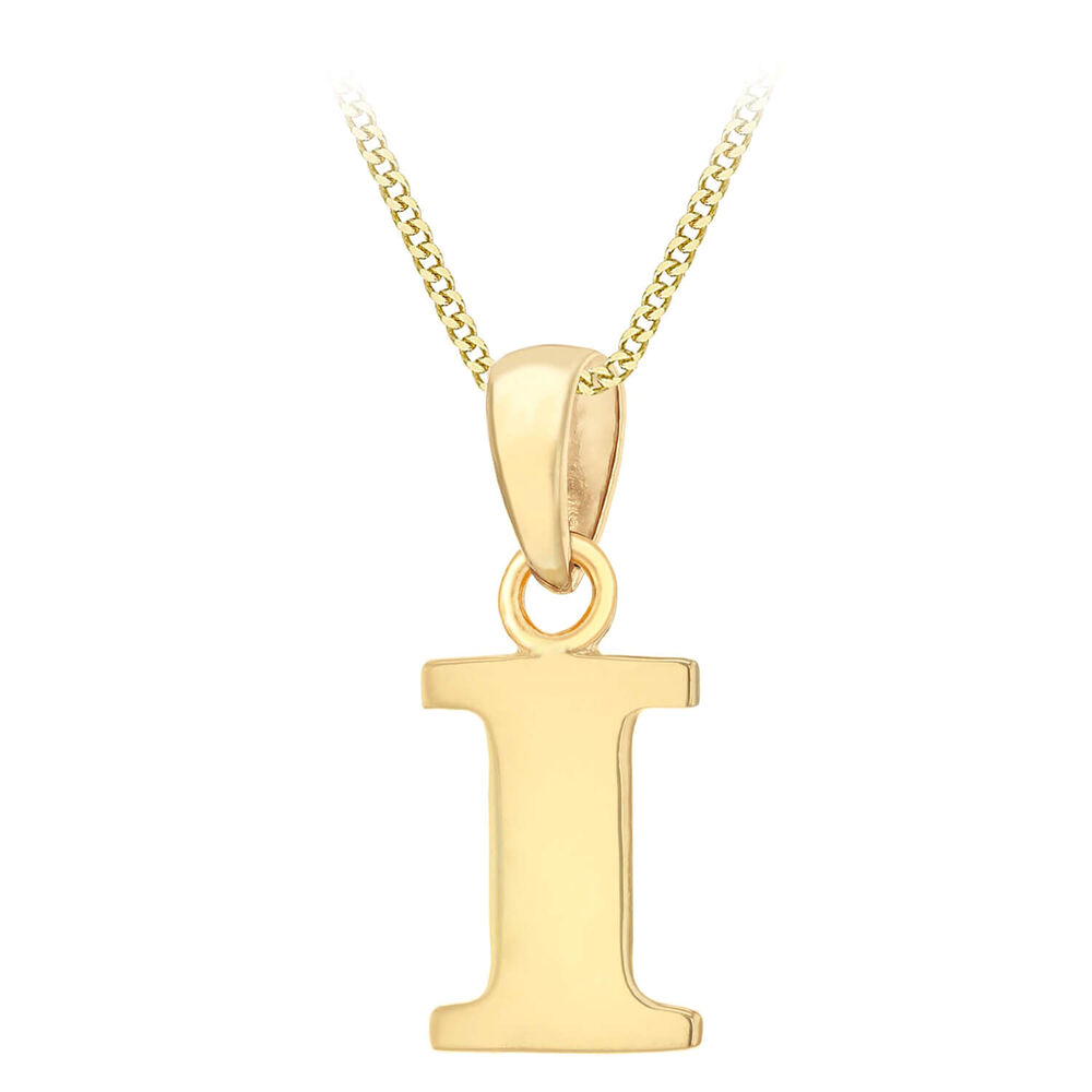9ct Yellow Gold Plain Initial I Pendant  (Chain Included) image number 0