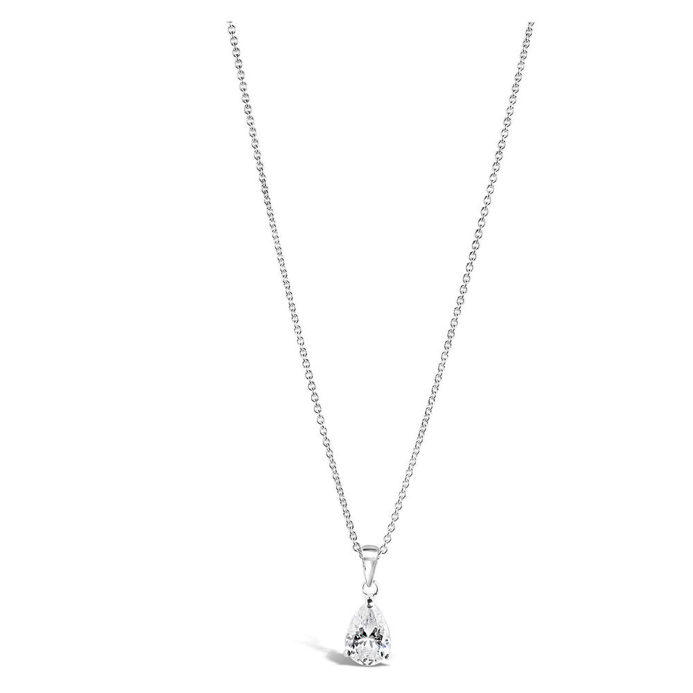 Silver cubic zirconia teardrop pendant (Chain Included)