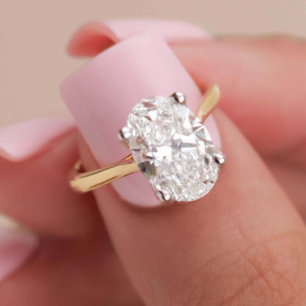 Born 18ct Yellow Gold 3.00ct Lab Grown Oval Solitaire Diamond Ring image number 4