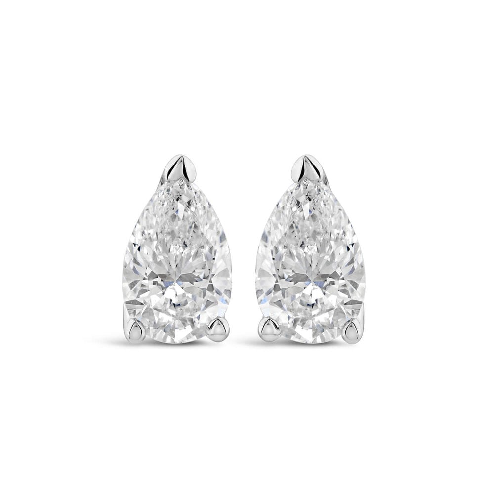 Born 18ct White Gold Lab Grown 1ct Diamond Pear Stud Earrings