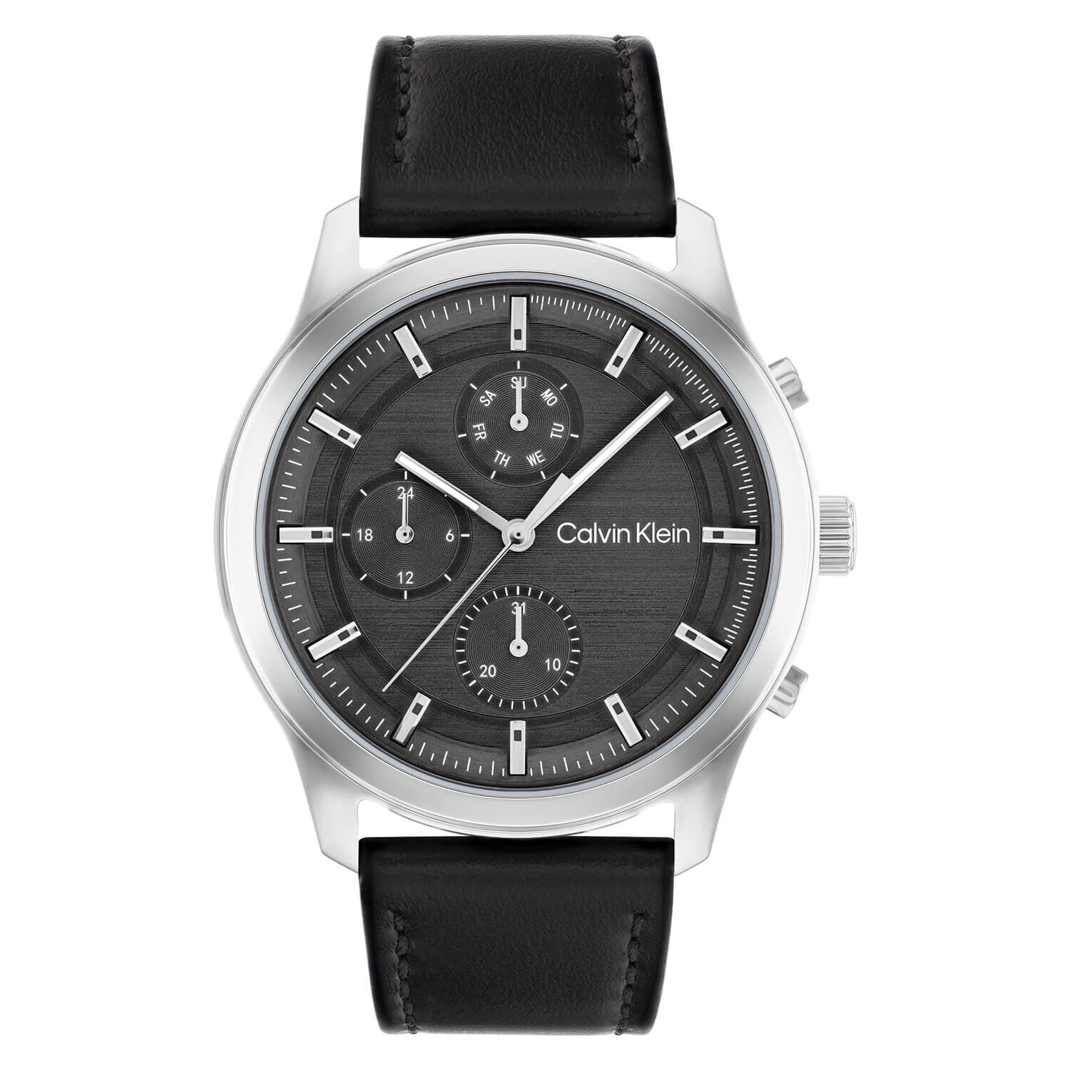 Calvin Klein Timeless 44mm Chronograph Black Steel Case Black Strap Watch