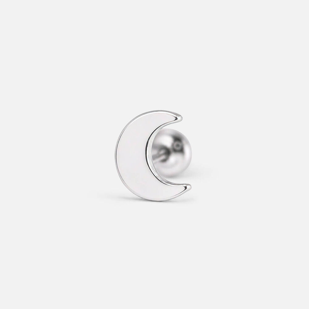 Sterling Silver Plain Half Moon Single Stud Earring