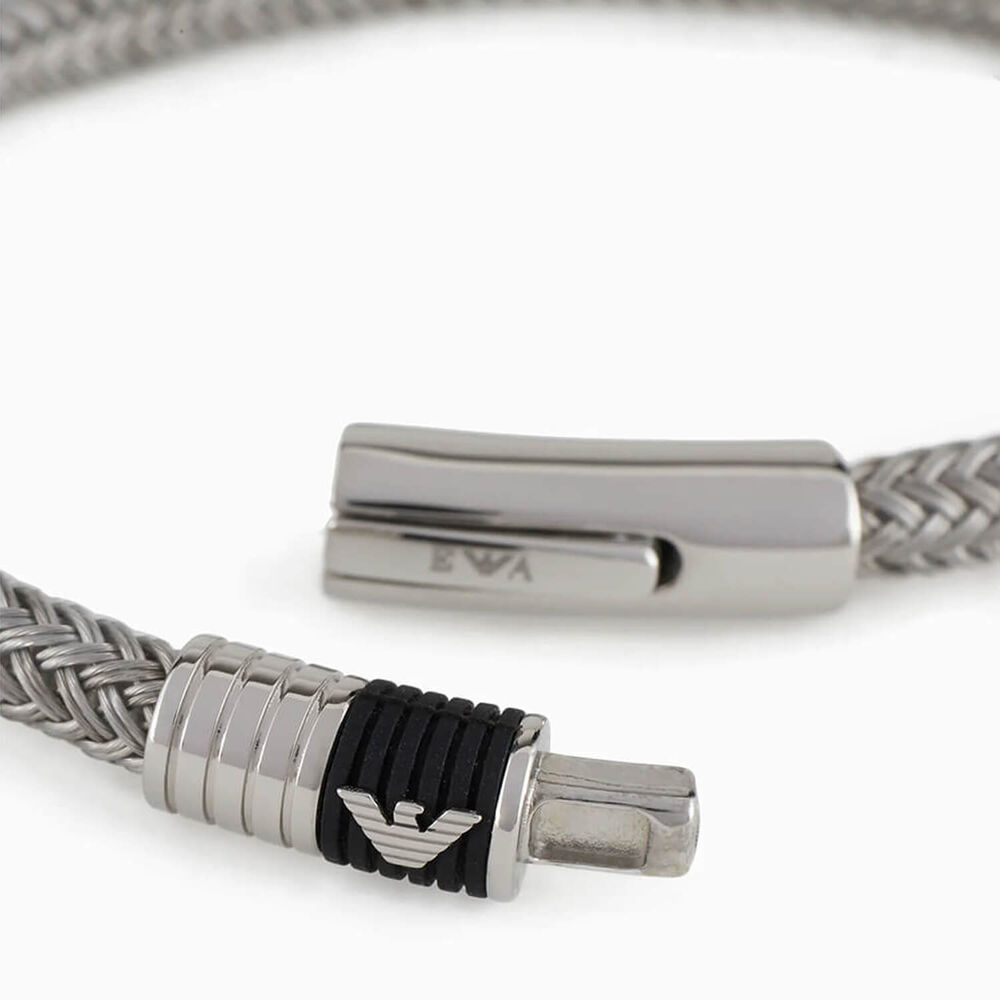 Emporio Armani Stainless Steel Black Rubber Inlay Bracelet
