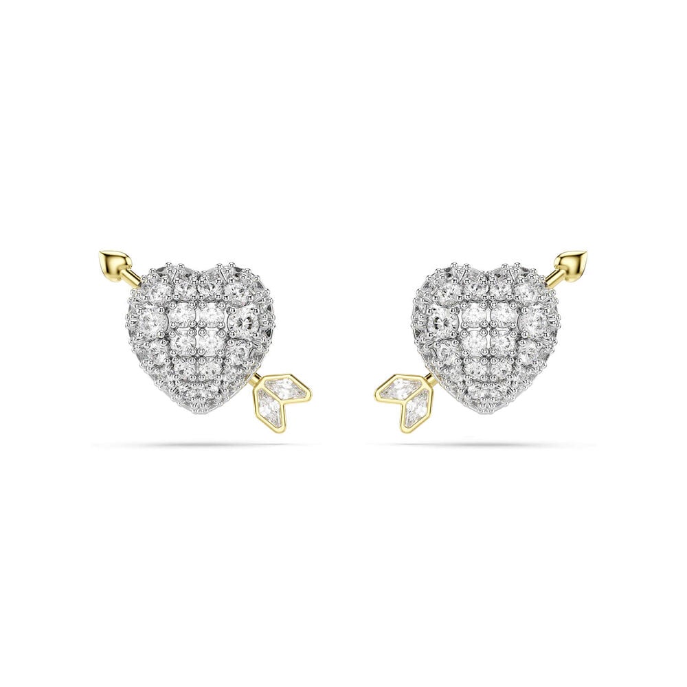 Swarovski Idyllia Cubic Zirconia Rhodium Plated Heart Stud Earrings