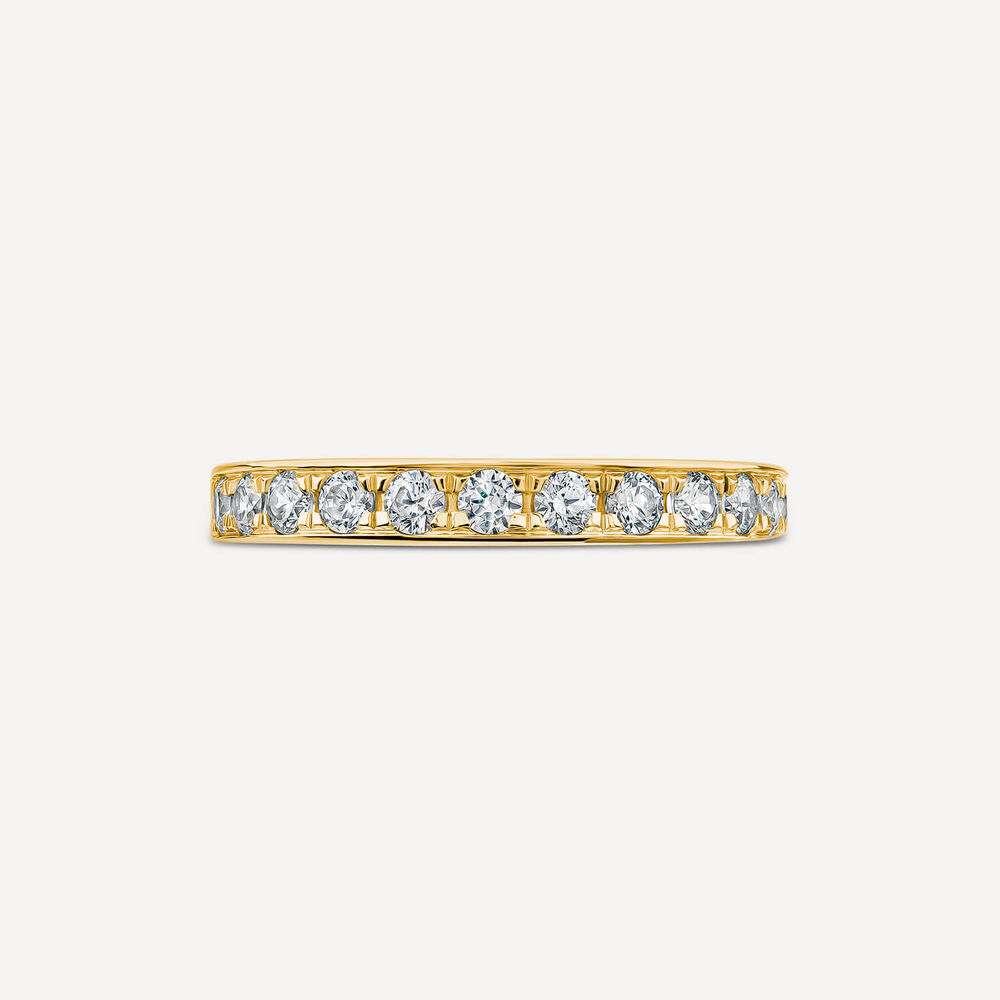 18ct Yellow Gold 3mm 0.50ct Diamond Pave Set Wedding Ring image number 1