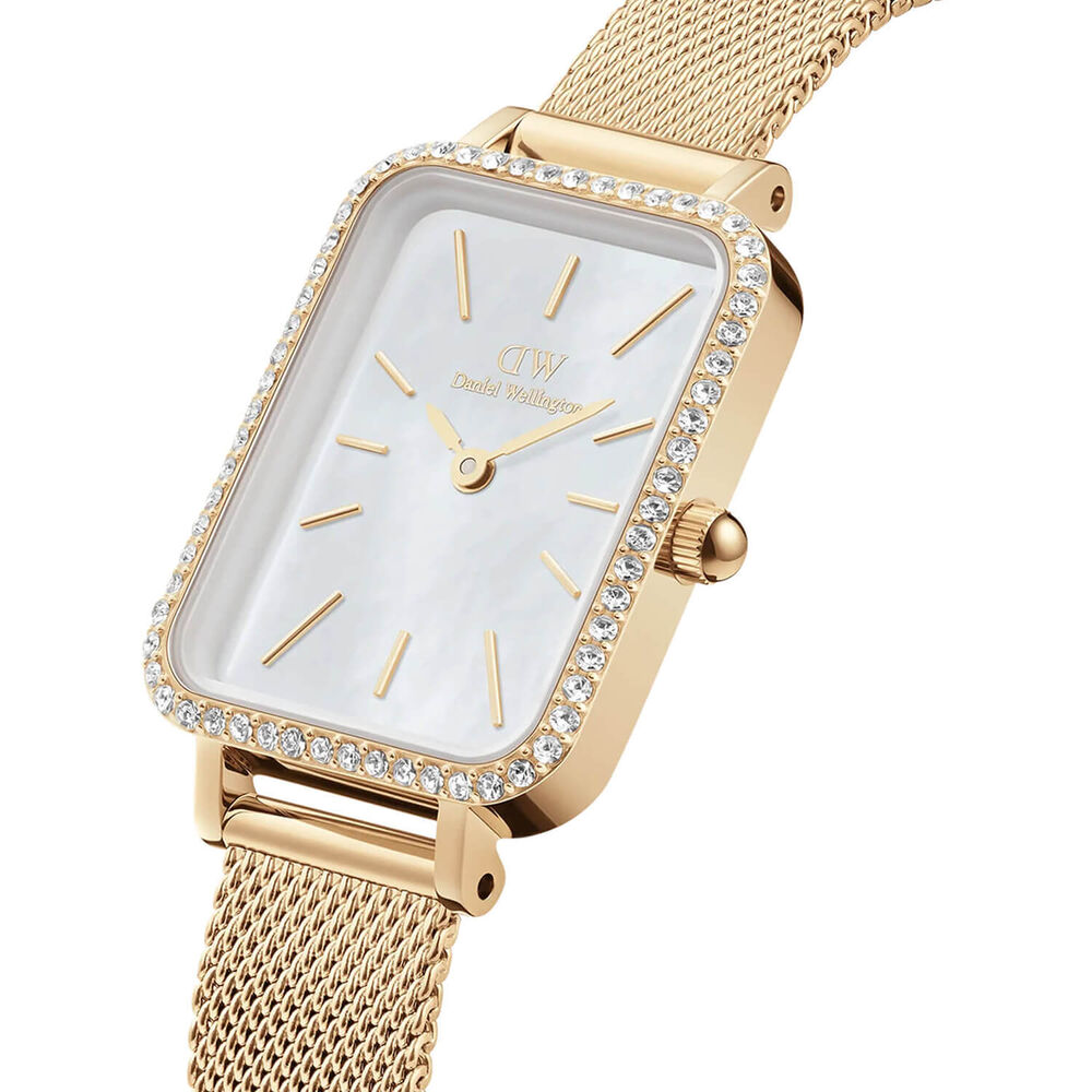 Daniel Wellington Quadro 20x26mm Mother of Pearl Dial Yellow Gold Bracelet Watch