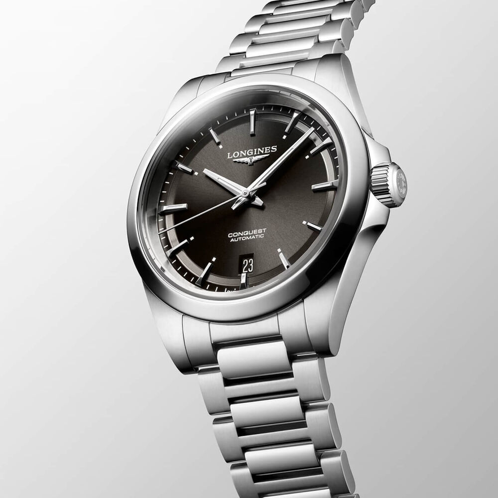 Longines Conquest 38mm Black Dial Steel Bracelet Watch