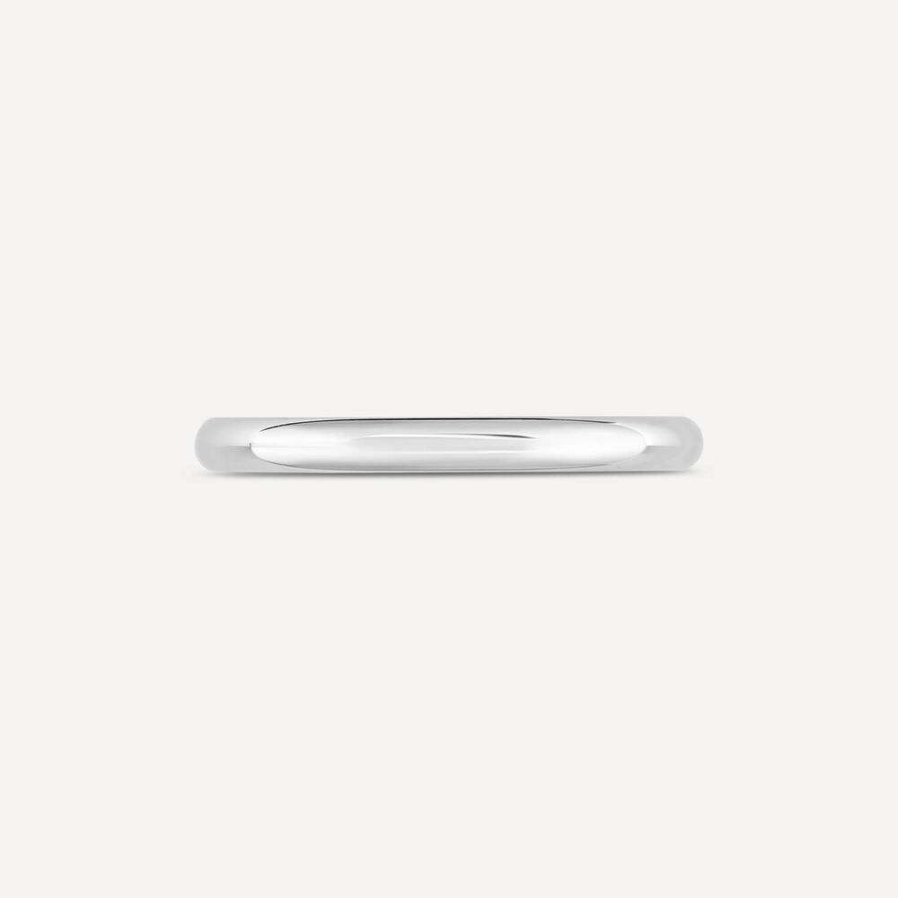 9ct White Gold 2mm Plain D-Shape Wedding Ring image number 1
