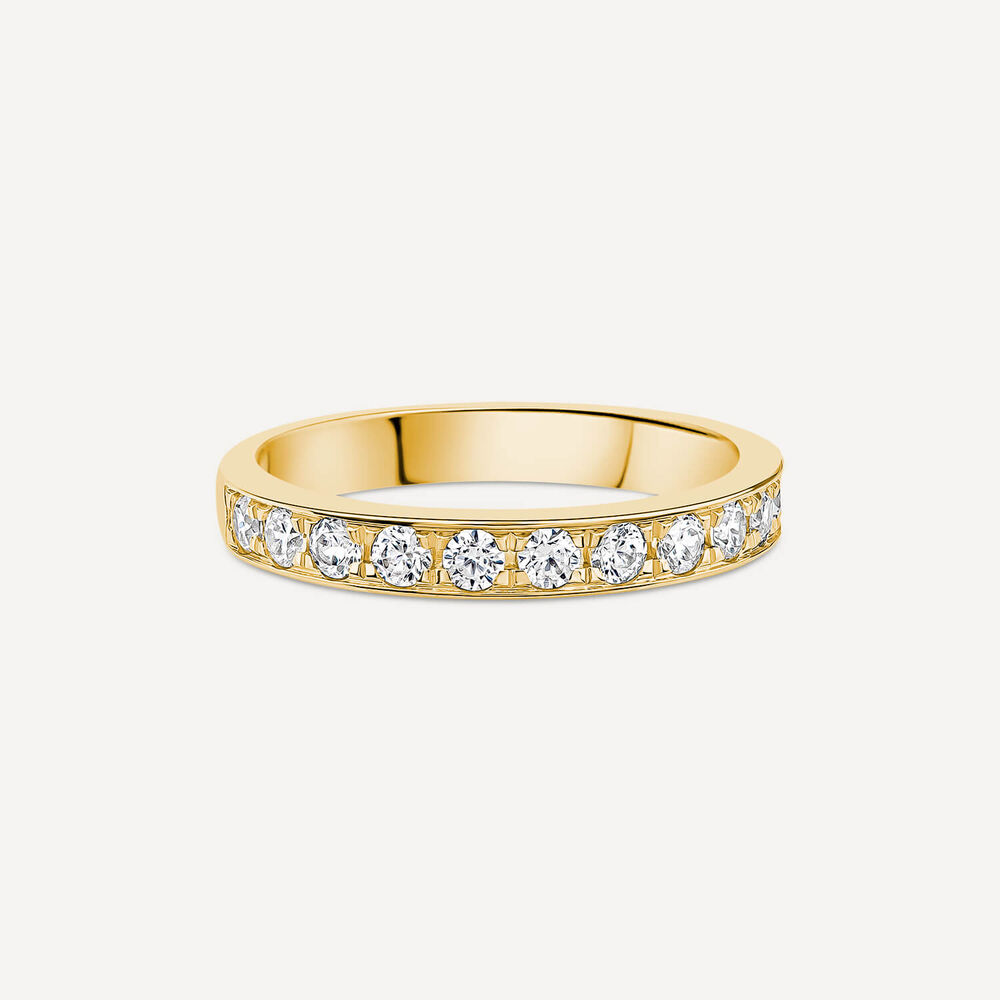 18ct Yellow Gold 3mm 0.50ct Diamond Pave Set Wedding Ring image number 2