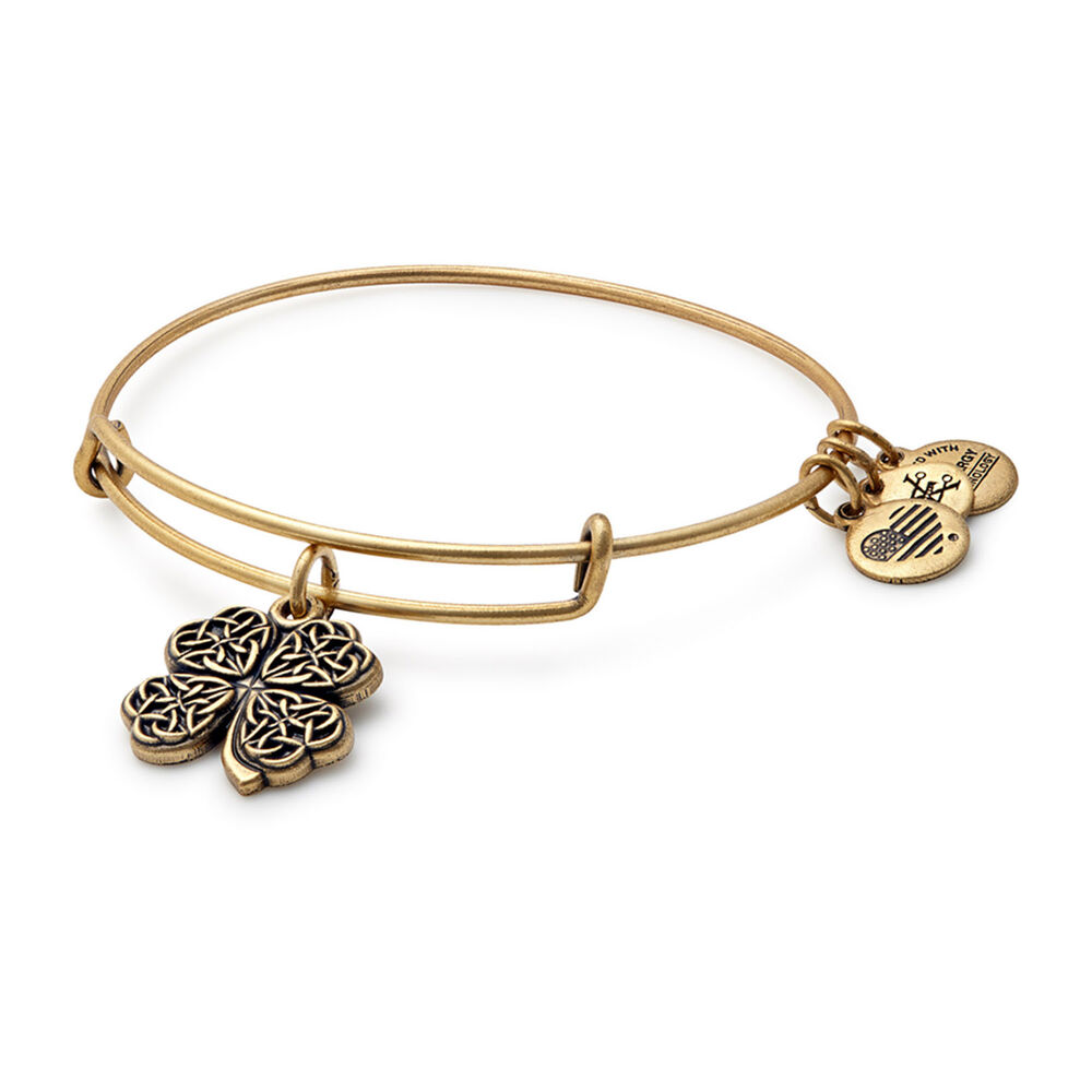 Alex and Ani Rafaelian Gold Four Leaf Clover IV Charm Bangle image number 0