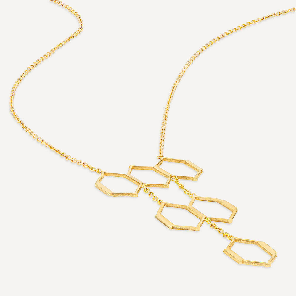 9ct Yellow Gold Diamond Shaped Links Necklet image number 3
