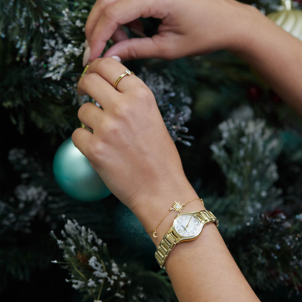 9ct Yellow Gold Cubic Zirconia Sun & Moon & Star Chain Bracelet image number 5