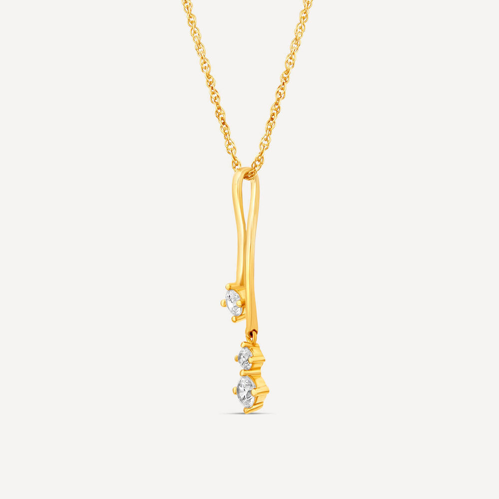 9ct Gold Cubic Zirconia Pendant (Chain Included) image number 1