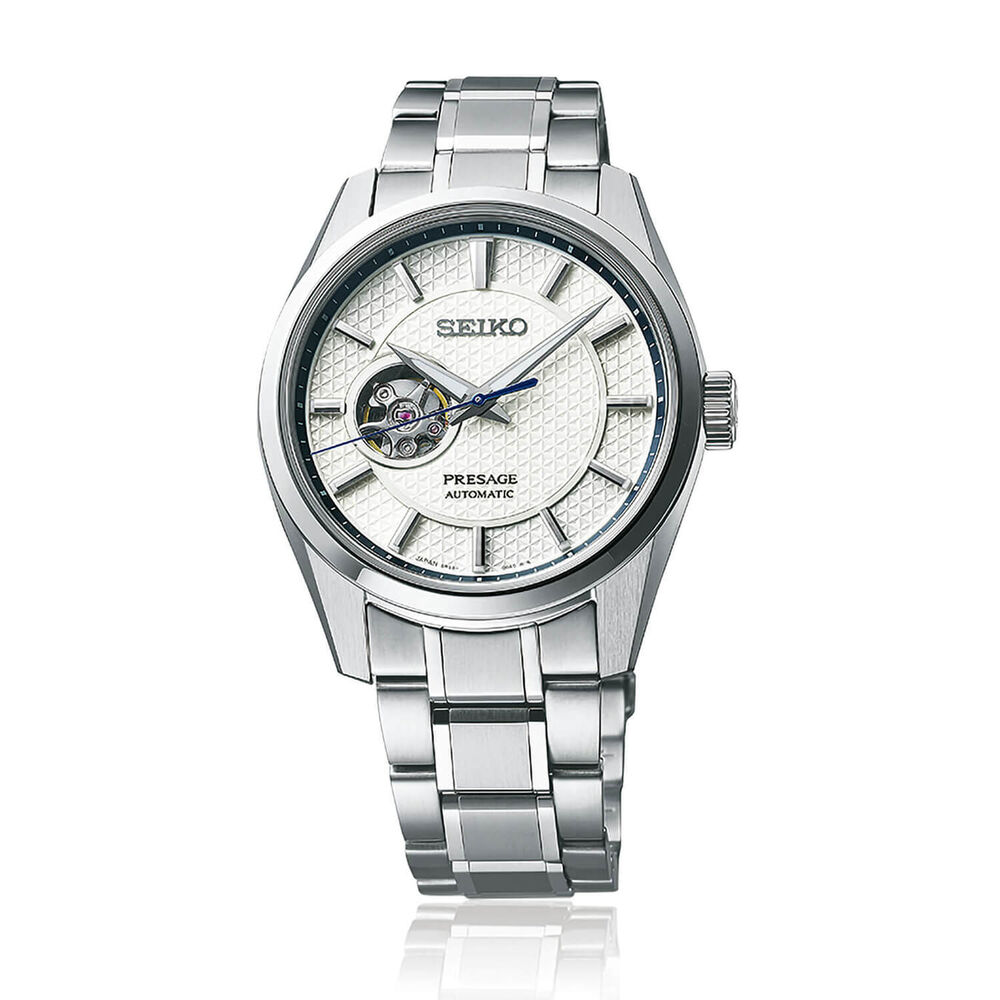 Seiko Presage Sharp Edges Series 40.2mm White Dial Stainless Steel Bracelet Watch image number 0