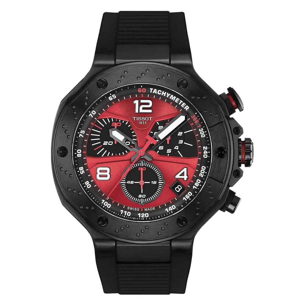 Tissot T-Race MotoGP 45mm Red Dial Black Silicone Strap Chronograph Watch