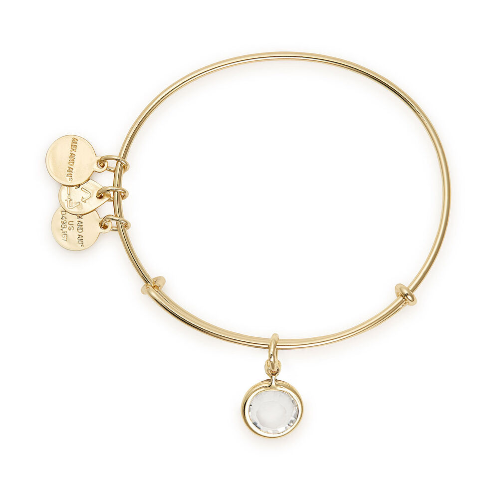 Alex And Ani Gold-Tone Swarovski Crystal April Birthstone Bangle image number 1