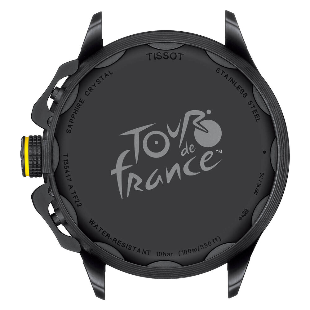 Tissot T-Race Tour De France  45mm Black Dial Yellow Detail Steel Case Black Strap Watch
