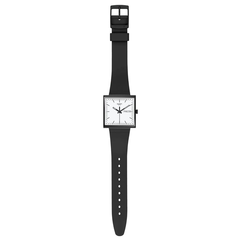 Swatch Bioceramic What if…Black? Square Dial Black Strap Watch image number 2