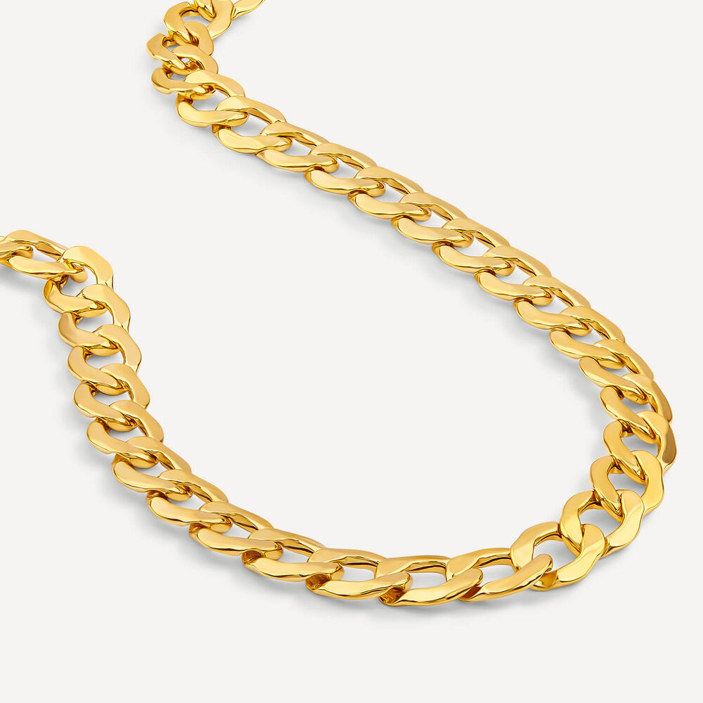 9ct Yellow Gold Six Sided Diamond Cut 18'' Curb Chain Necklace image number 2