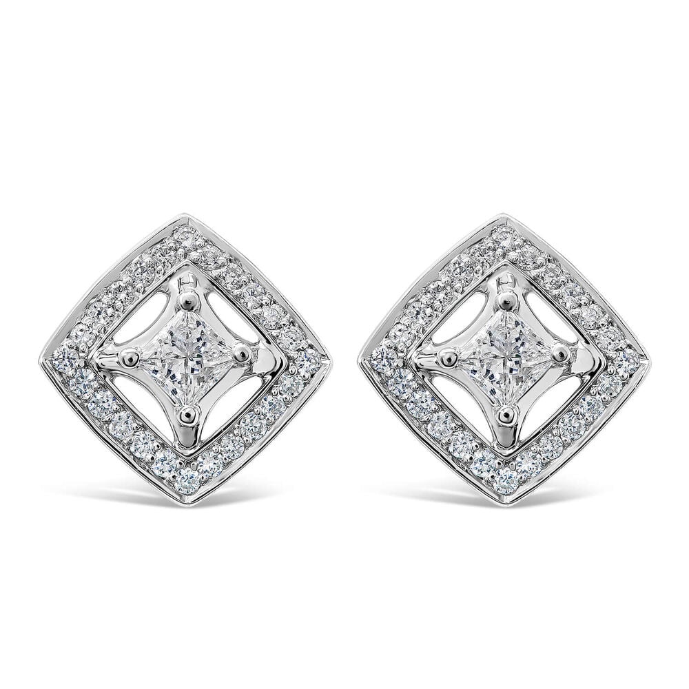 Northern Star 0.32ct Diamond Halo 18ct White Gold Open Stud Earrings image number 0