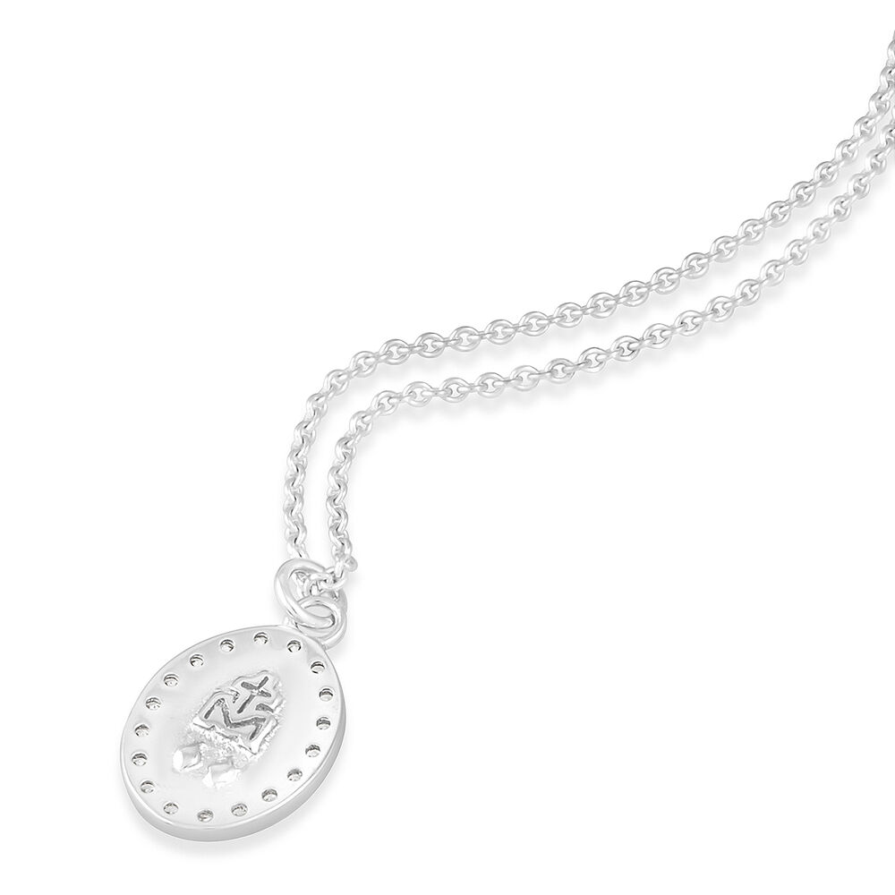 Sterling Silver Cubic Zirconia Miraculous Medal Necklace (Chain Included) image number 3