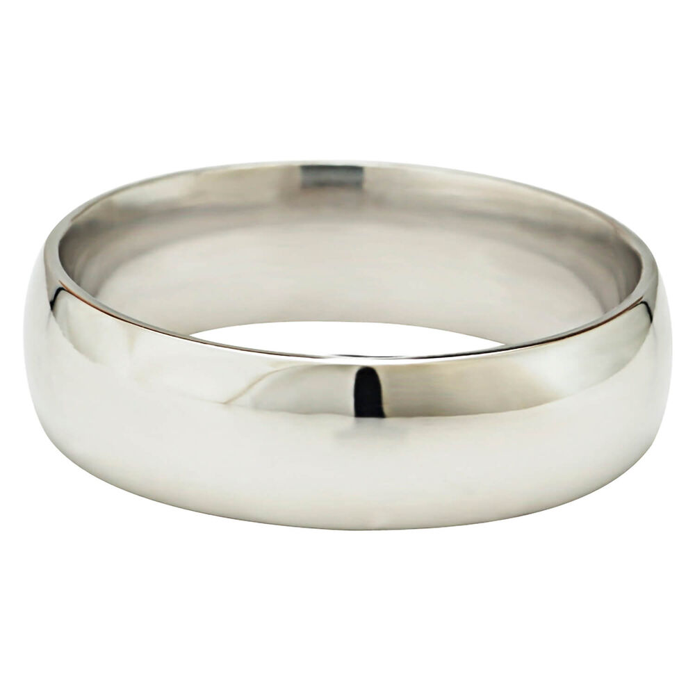 9ct White Gold 6mm Gents Wedding Ring image number 0