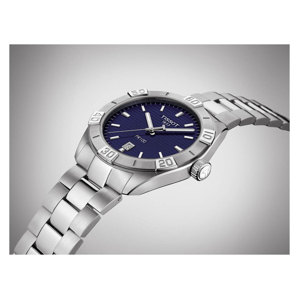 Tissot PR100 Sport 42mm Blue Dial Steel Case Bracelet Watch image number 3