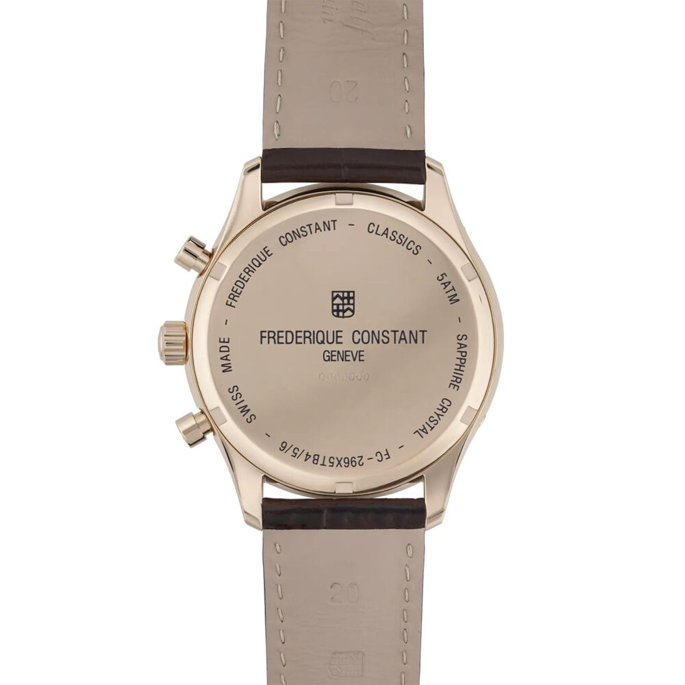 Frederique Constant 40mm Chrono White Dial Rose Gold PVD Case Brown Strap Watch image number 2