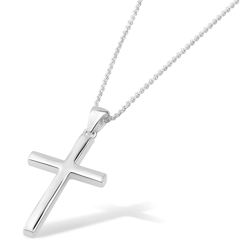Sterling Silver Cross Necklace (Chain Included) image number 1