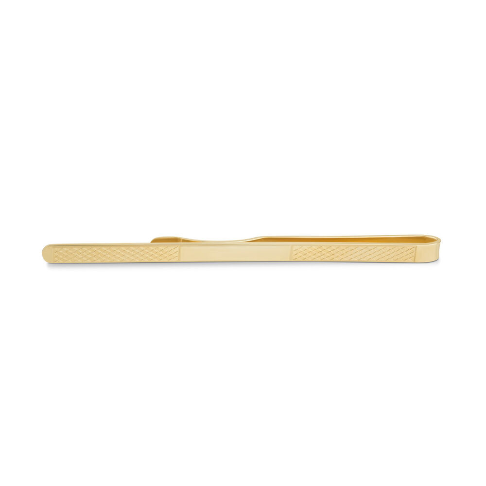9ct Yellow Gold Engine Turned Plate Tie Bar image number 0