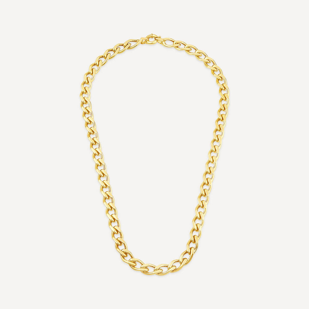 9ct Yellow Gold Fancy Diamond Cut Curved Link Necklet image number 2
