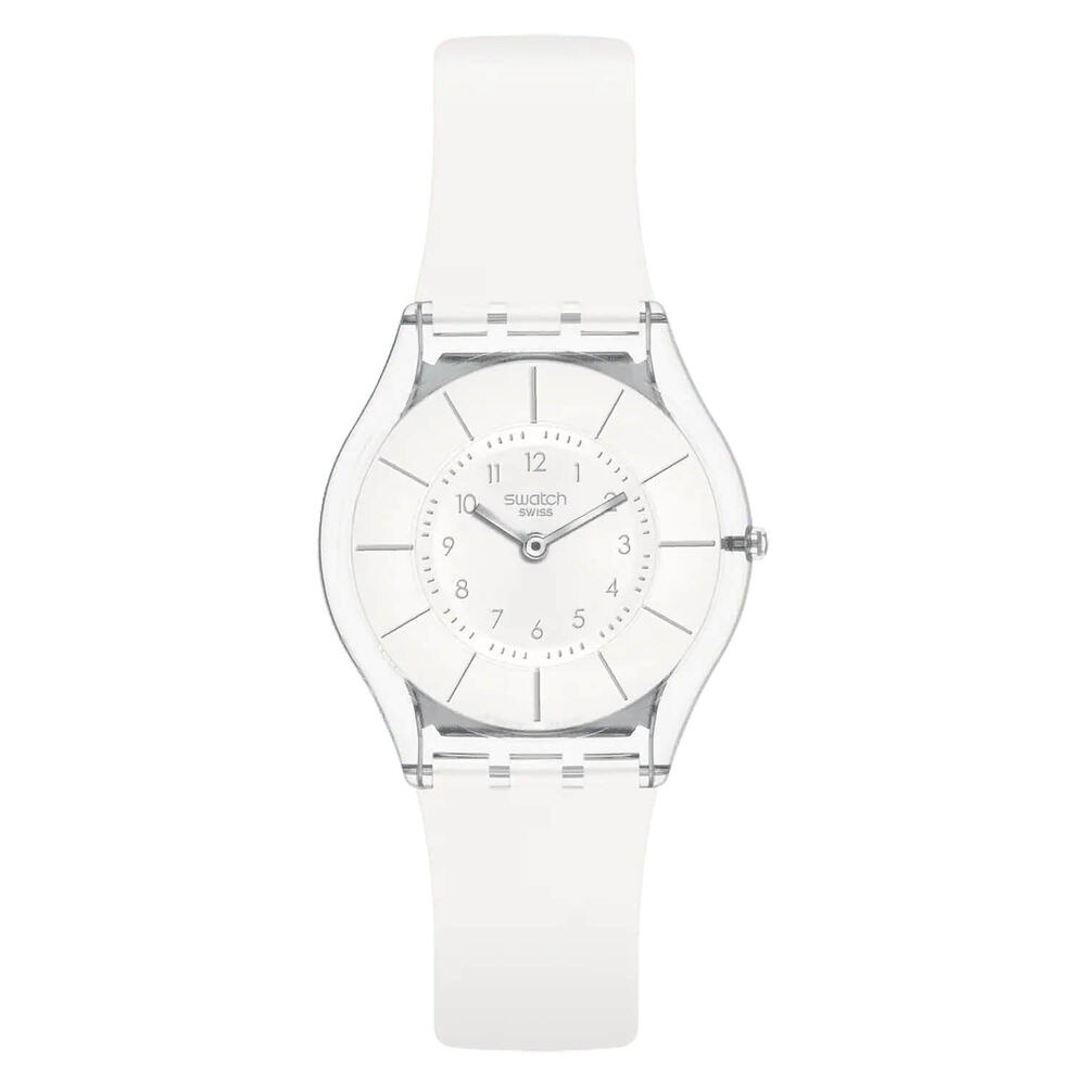 Swatch White Classiness Again White Dial Rubber Strap Watch image number 0