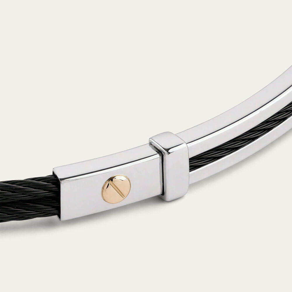 Stainless Steel Blue PVD Wire & 14ct Gold Accent Bracelet