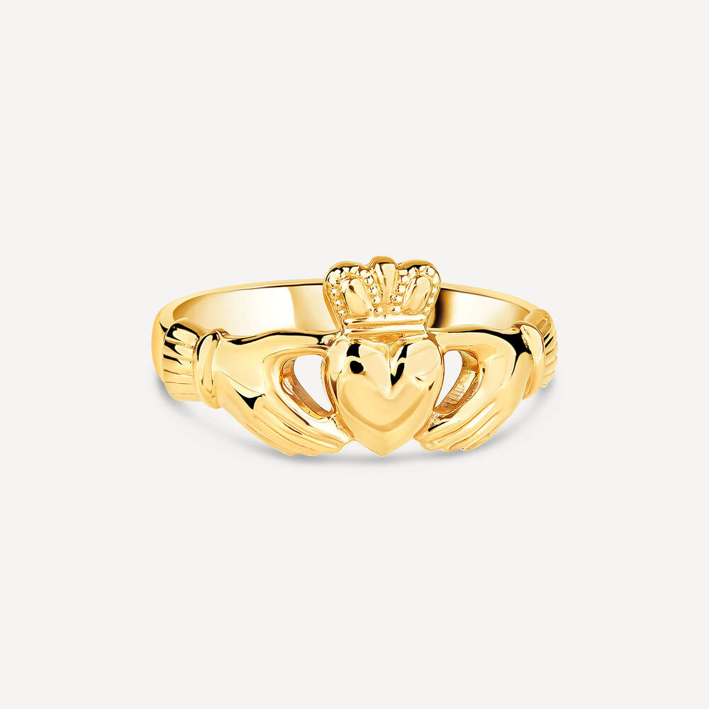 9ct Yellow Gold Puffed Claddagh Ring image number 2