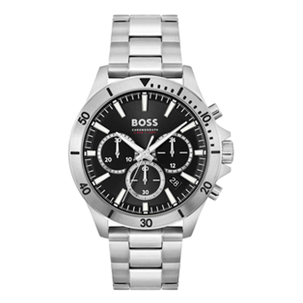 BOSS Troper 44mm Black Chrono Dial Steel Bracelet Watch image number 0