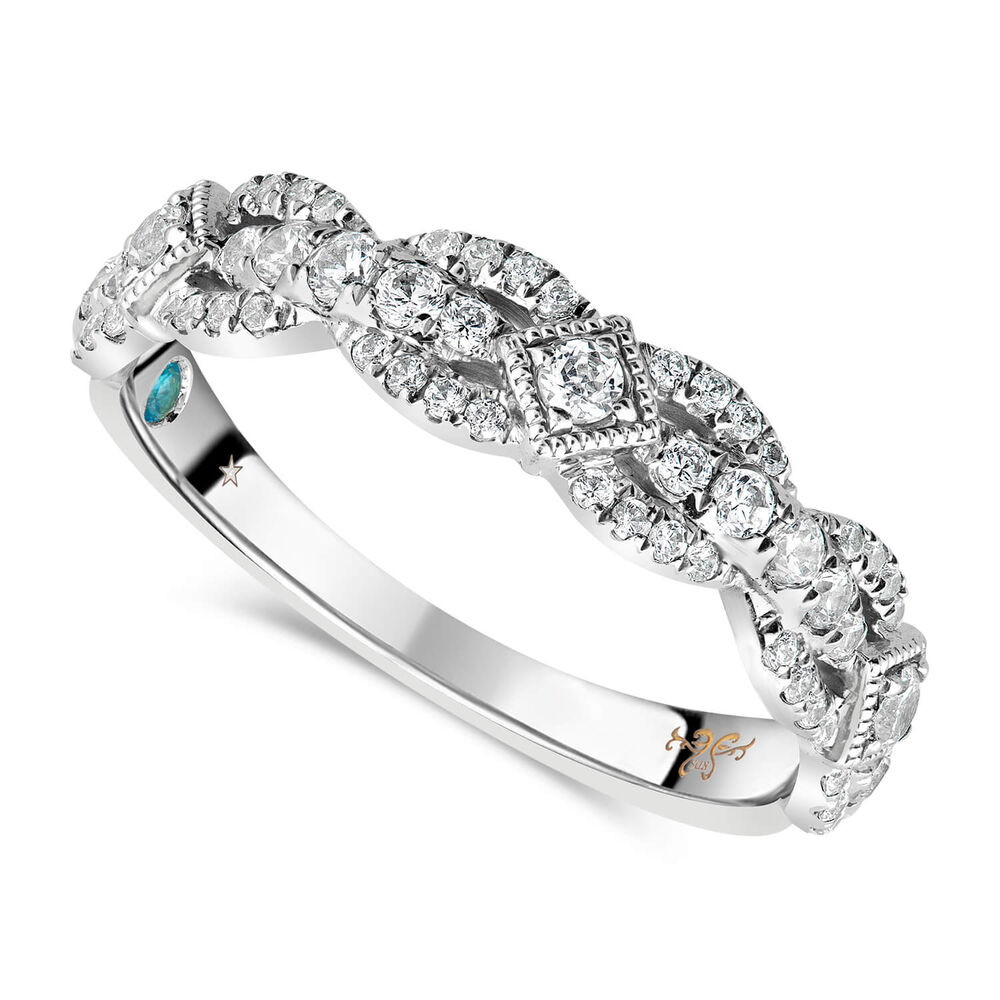 Kathy De Stafford 18ct White Gold 0.50 Carat Diamond Interlocking Pave Ring