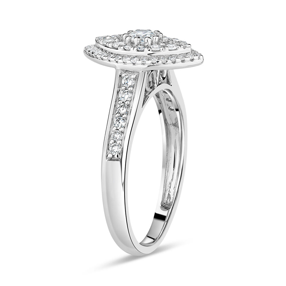 9ct White Gold 0.50ct Diamond Marquise Cluster Ring image number 3