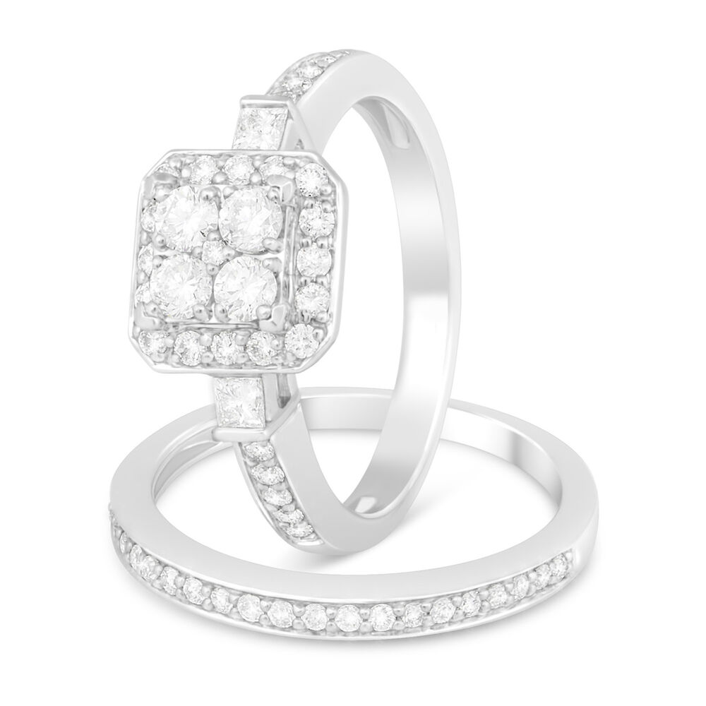 Ladies 9ct White Gold Diamond Quad Bridal Set .75ct image number 5