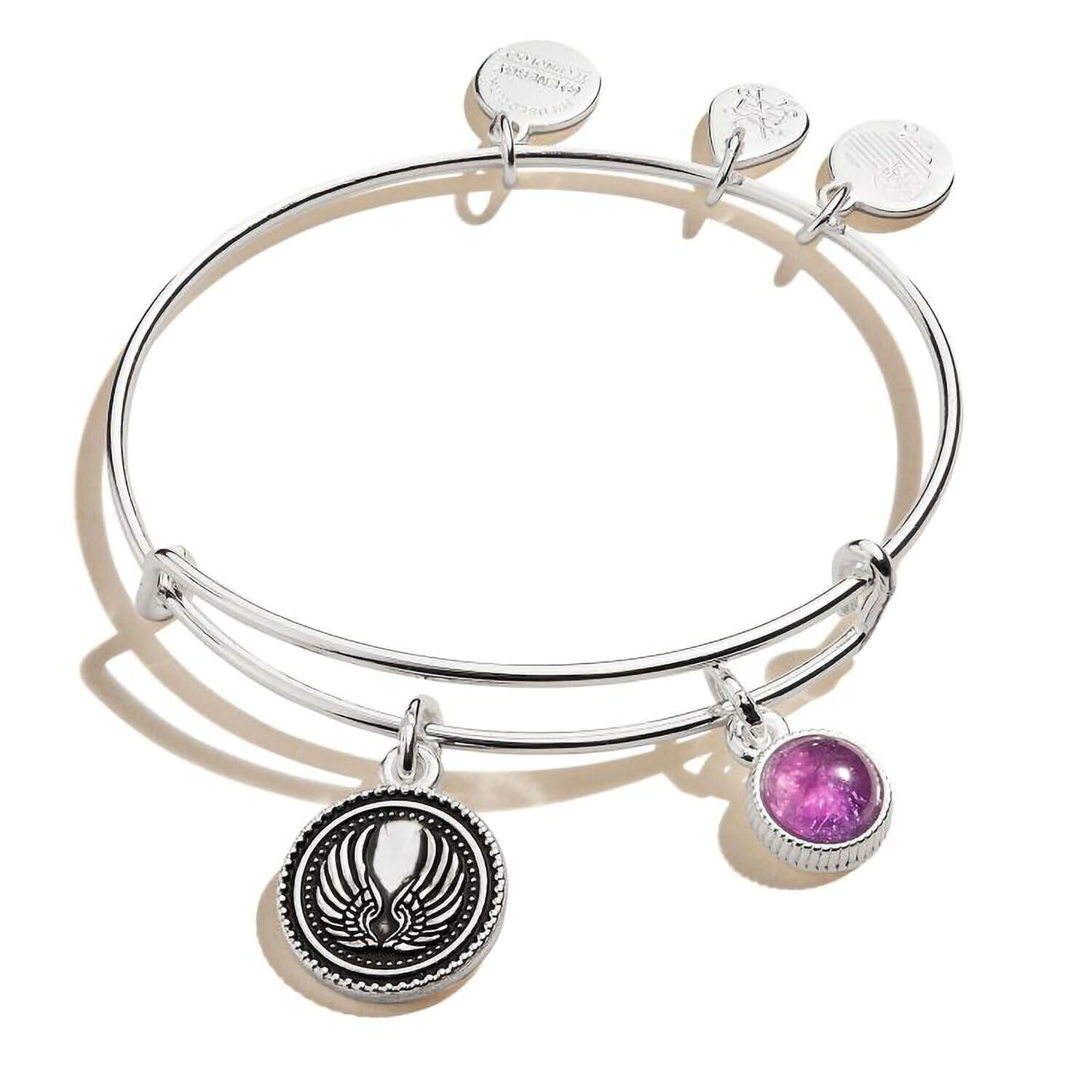 Alex and Ani Silver Guardian Angel Amethyst Bangle