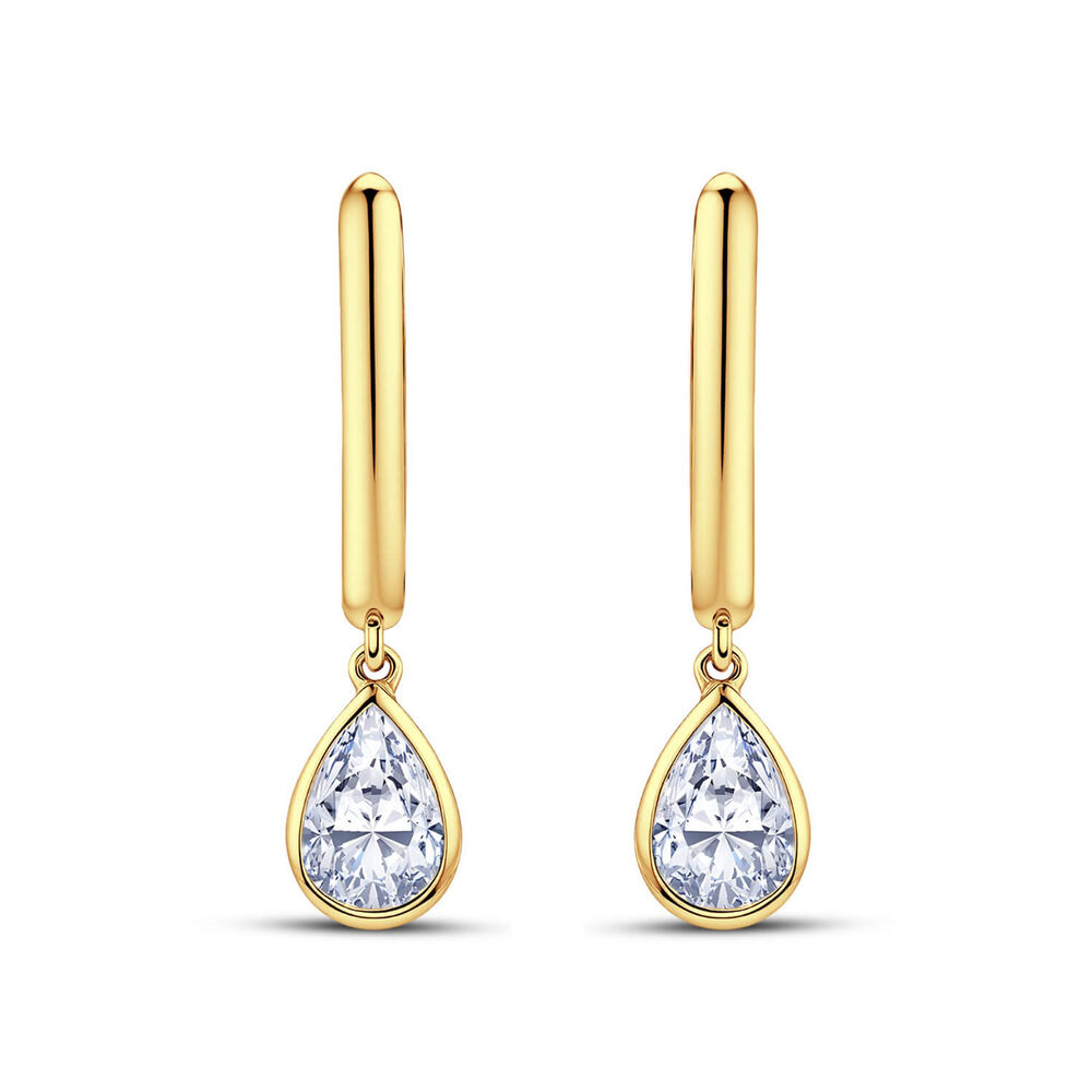 Born Contour 9ct Yellow Gold 0.30ct Pear Lab Grown Diamond Bezel Set Drop Earrings